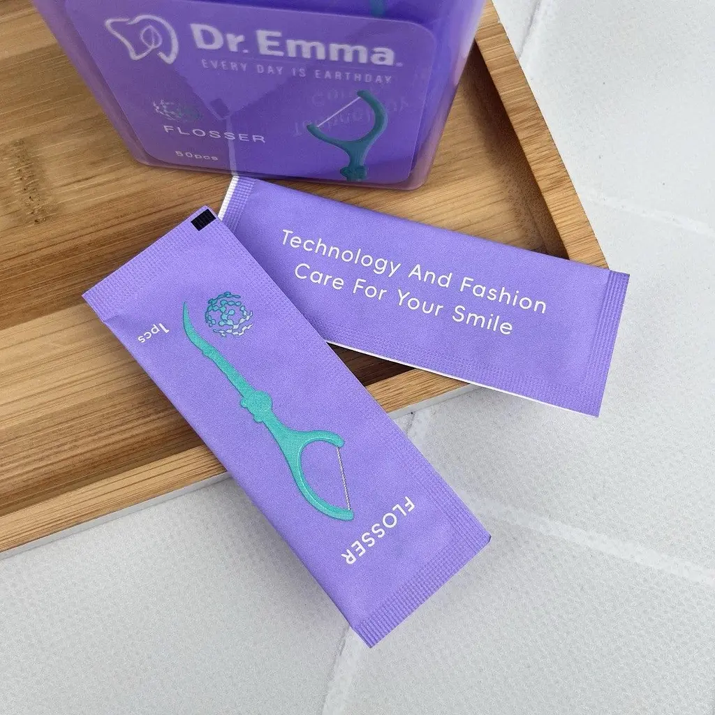 Флосери Dr. Emma Classic в індивідуальній упаковці 50 шт - зубна нитка з тримачем та зубочисткою - фото 2