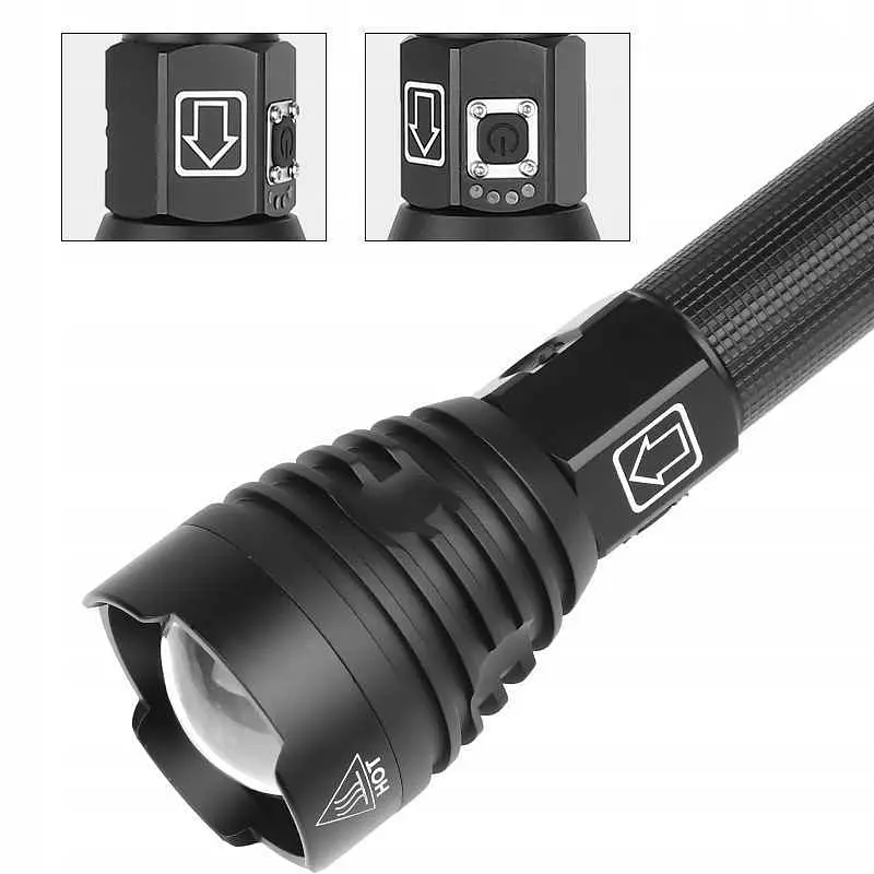 Потужний тактичний ліхтарик Heckermann XHP90 Zoom 5000mAH - фото 10