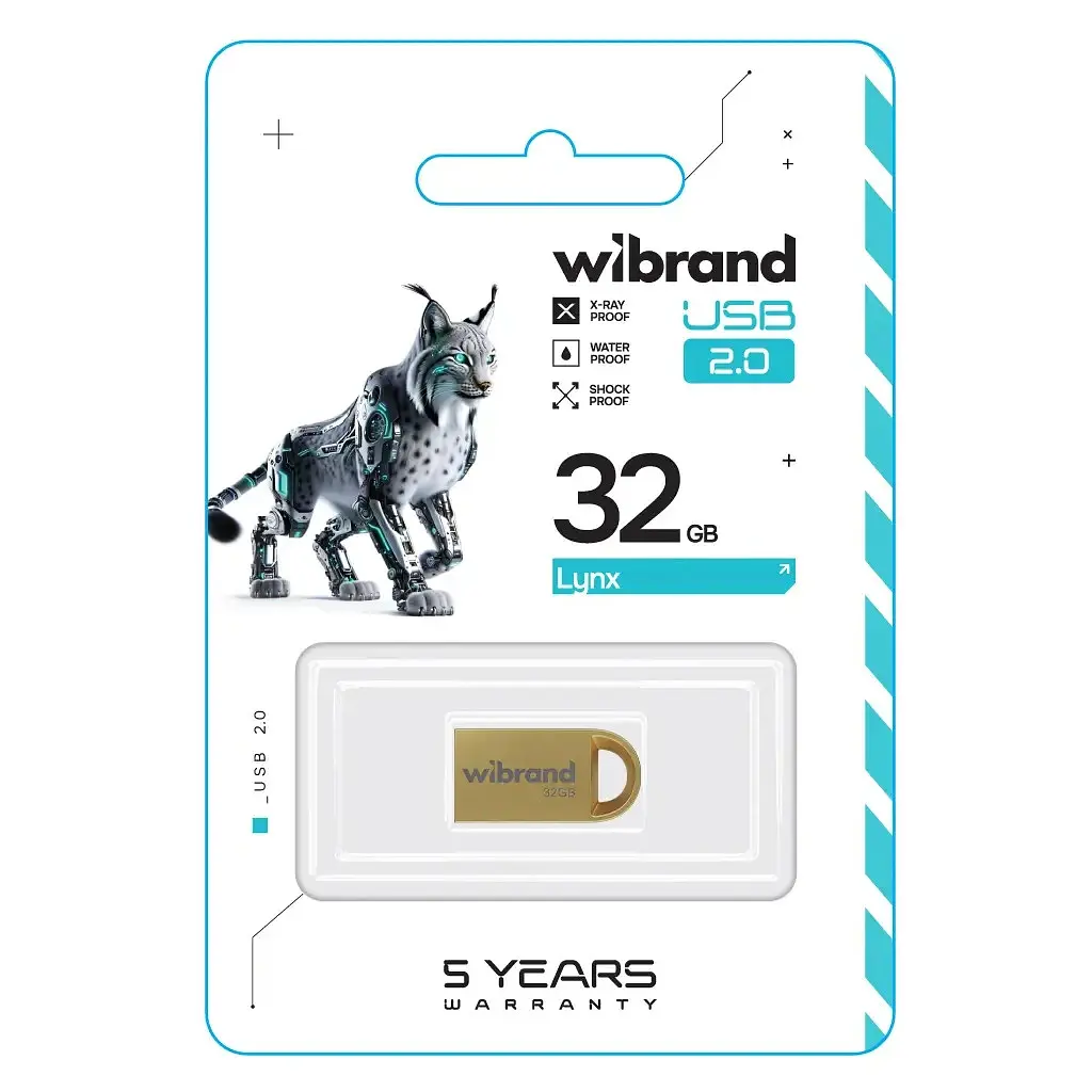 USB флеш накопитель Wibrand 32GB lynx Gold USB 2.0 (WI2.0/LY32M2G) - фото 2