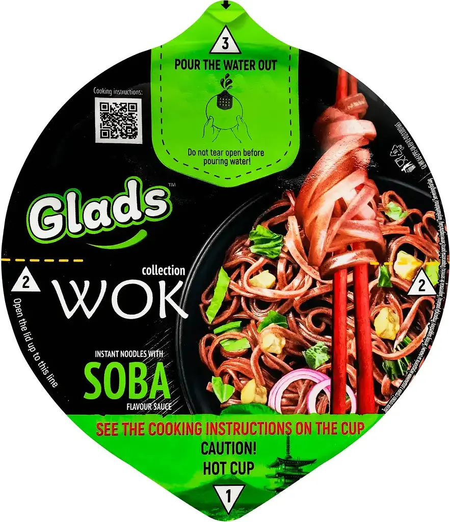 Лапша быстрого приготовления Glads Soba Wok с соусом 95 г - фото 2