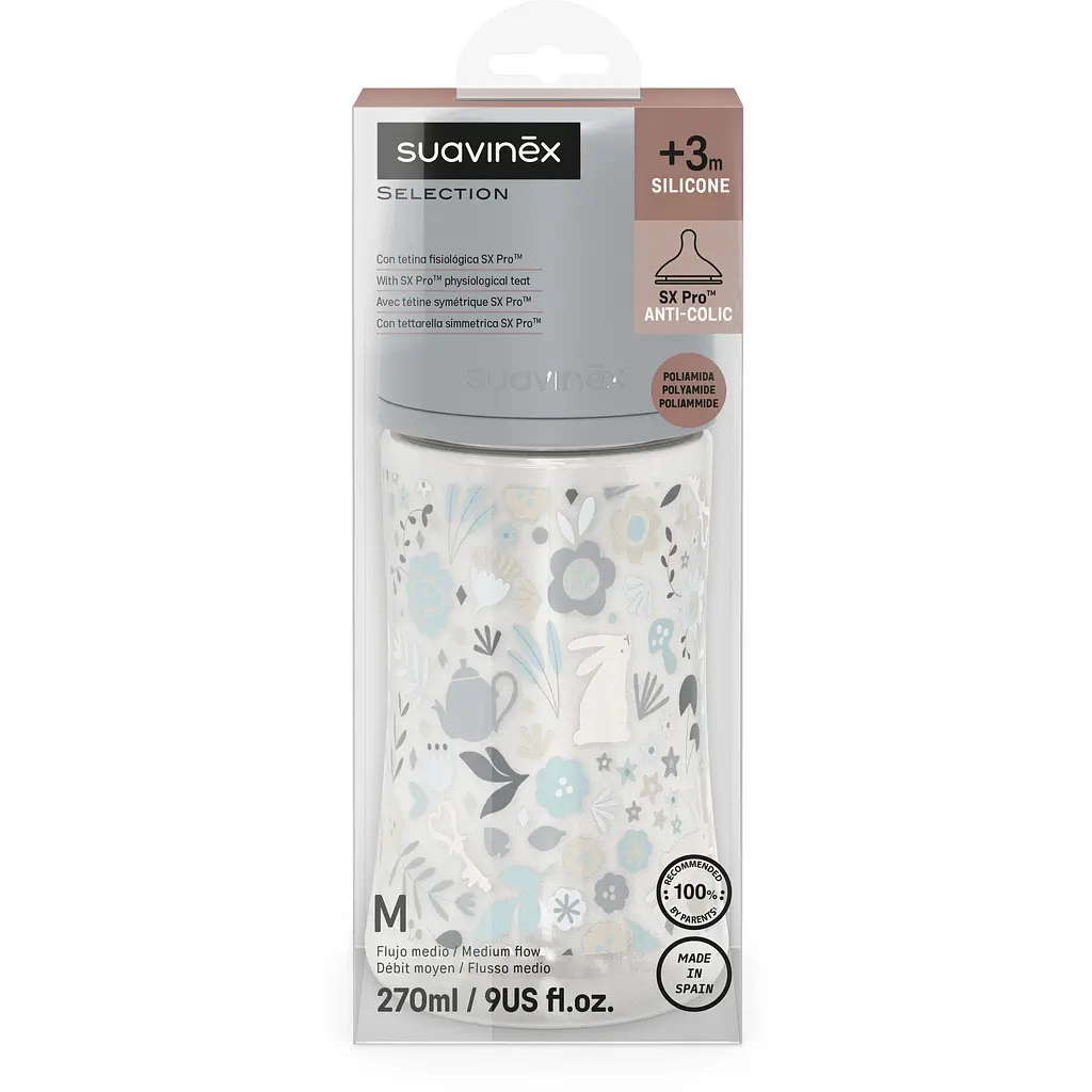 Бутылочка для кормления Suavinex Wonderland 270 мл средний поток голубая (308749) - фото 3