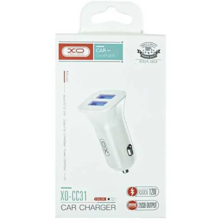 Автомобильное зарядное устройство для XO CC31 12W PC Dual USB car charger Белый - фото 2