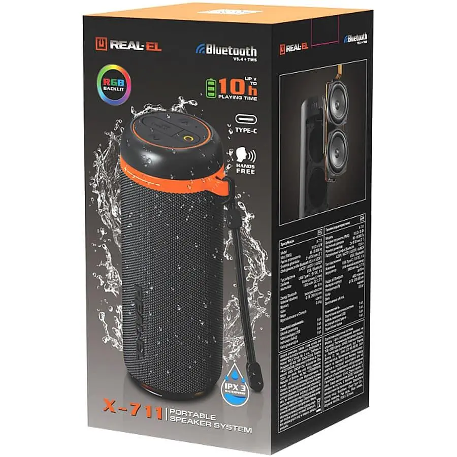 Портативна акустика Real-EL X-711 Black (EL121600026) - фото 9