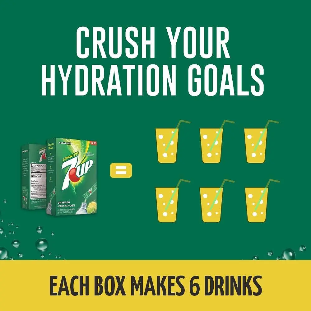 Порошковий напій 7UP Powder Drink Mix Lemon Lime 6 стіків 13.2 г - фото 8