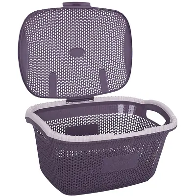 Корзина для белья Violet House 1002 Виолетта Plum, с крышкой, 28 л, фиолетовая (1002 Виолетта PL с/к 28 л) - фото 2