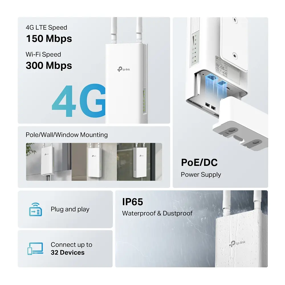 Зовнішній маршрутизатор TL-MR100 N300, 4G/LTE, 1xFE LAN/WAN TP-Link teh0017346 - фото 6