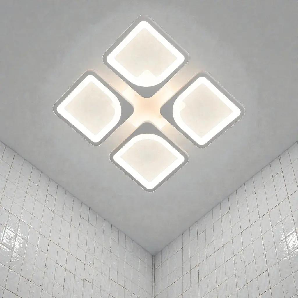 Стельова LED-люстра Diasha S8060/4WH з пультом і димером, біла, 60 W, 3575 lm, квадратні акрилові плафони 37,7x37,7 см - фото 2