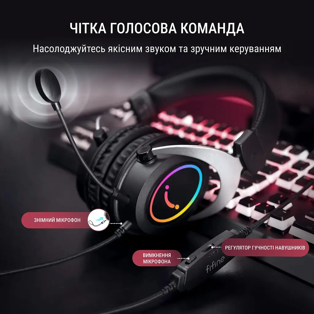 Навушники Fifine RGB чорні (H3) - фото 6