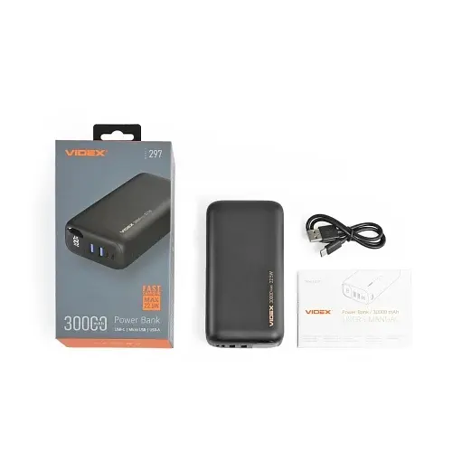 Універсальна мобільна батарея 30000 mAh, VPB-297, Black, 22.5 Вт Videx teh0027622 - фото 5