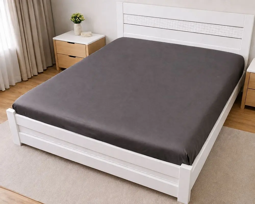 Простирадло на резинці LARA сатин LUX dp13255 GREY 160х200+25 см - фото 2