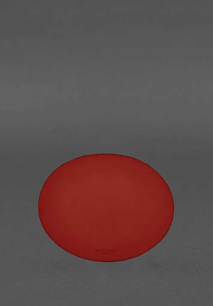 Круглый коврик для мышки из натуральной кожи красный краст - фото 3