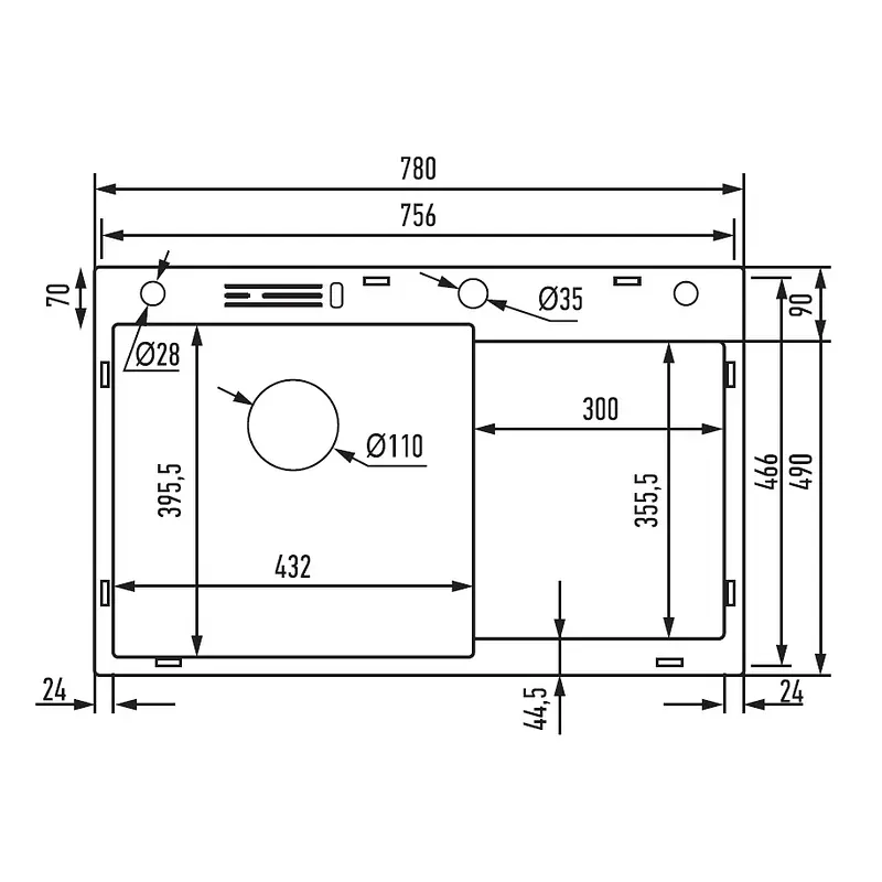 Кухонна мийка Mixxus MH7849L-HK Nano-Black MX1936, Графит - фото 2