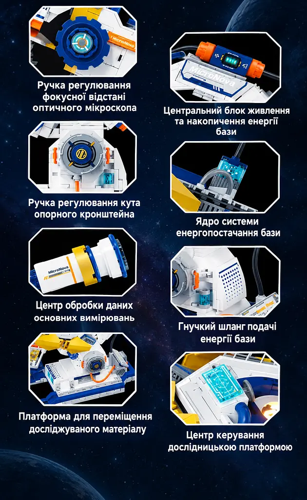 Конструктор мікроскоп WeKKi 506518 MicroNova Plan з підсвічуванням , 1088 деталей - фото 3