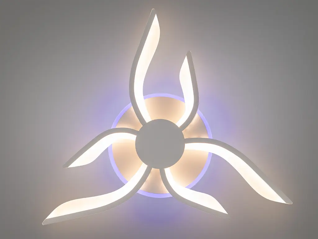 Интересная led люстра с пультом, диммером, подсветкой, 52W, белая - фото 3