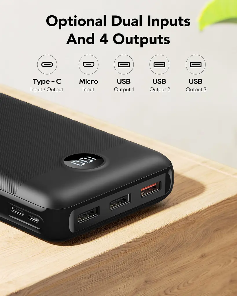 Портативний акумулятор VEGER V2708 20W 27000mAh black - фото 4