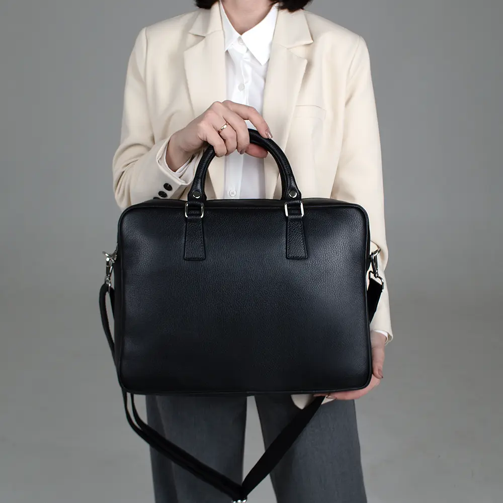 Сумка-портфель для ноутбука и документов кожаная А4 Virginia Conti M01287_f  черная - фото 4