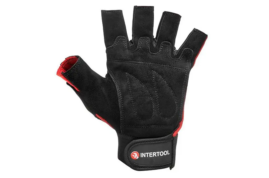 Рукавички захисні робочі без пальців Intertool шкіра козяча вставки спандекс 10" - фото 3
