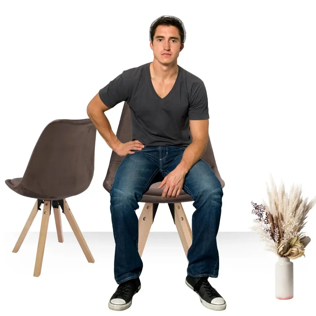 Стул Jumi Saida в скандинавском стиле с деревянными ножками коричневый - фото 7