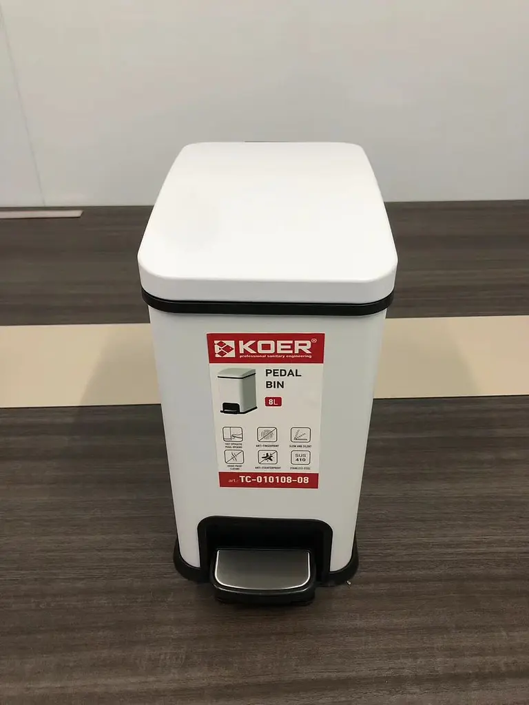 Відро для сміття з плавним закриттям прямокутне Koer TC-010108-08 8 л white KR5592, Білий матовий - фото 6