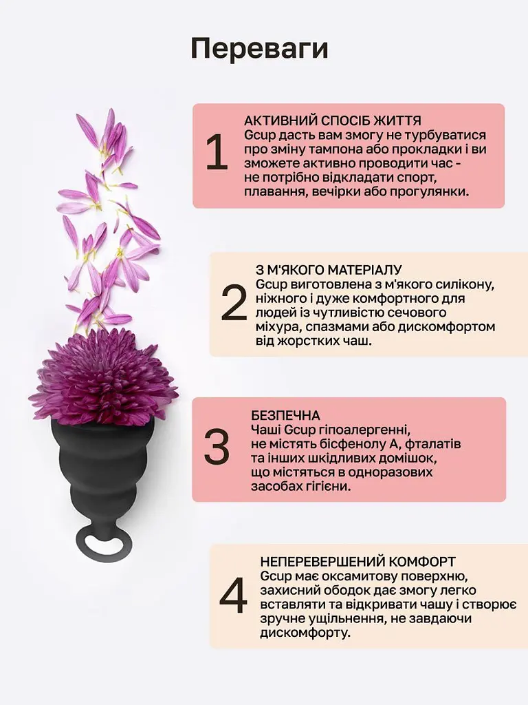 Менструальна чаша з захистом від протікань GCup, 5 мл - фото 4