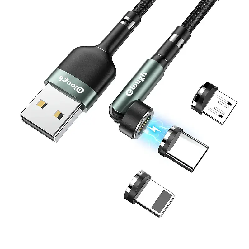 Кабель магнітний із швидкою зарядкою 7 Contact 3 A, 3 в 1 Micro USB/Lightining/Type C, обертання на 540°, 2 м Elough hoz0012446