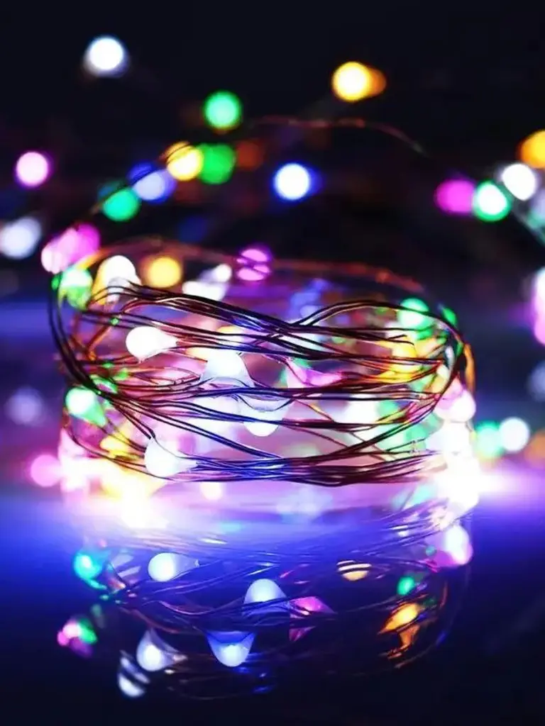 Світлодіодна новорічна LED гірлянда-нитка “Краплі роси” 100 LED, 10 м, на батарейках + USB (різнокольоровий) - фото 5