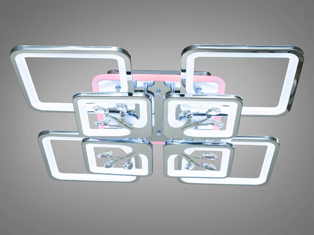 Светодиодная люстра 8157-4+4HRLEDDIM3COL хром 190Вт пульт диммер - фото 2