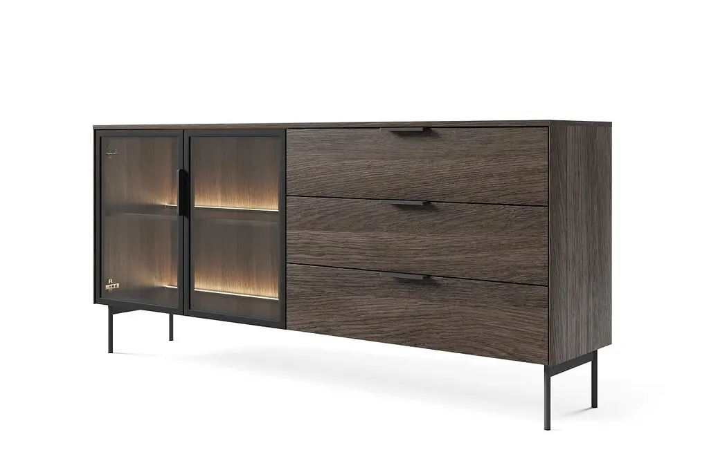 Комод с подсветкой Perfect Home Луми / Lumi 2D3S/181 2-дверный с 3 ящиками Дуб Дунин (PFH-091385) - фото 6