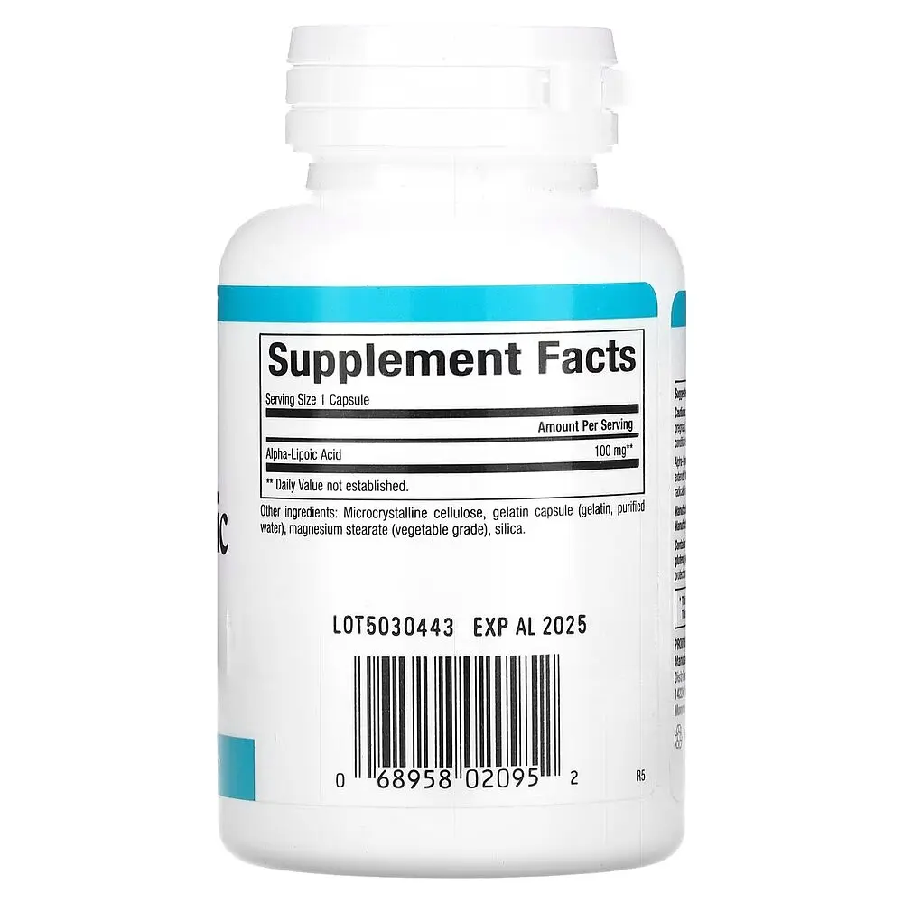 Альфа-ліпоєва кислота Natural Factors Alpha-Lipoic Acid 100 mg, 60 капсул для антиоксидантного захисту - фото 2