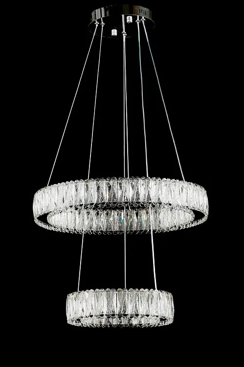 Підвісна світлодіодна люстра Splendid Ray L50804/500+300/2 LED (CH), 2 кільця, пульт, димер, 80 W - фото 2