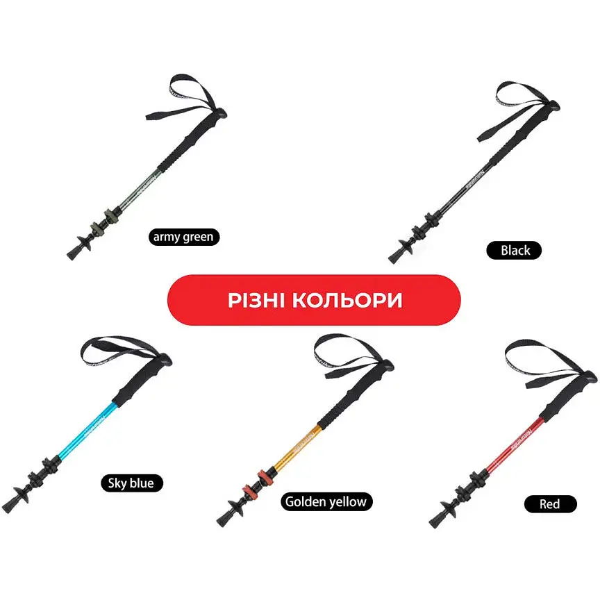 Трекінгова палиця телескопічна для походів та спортивної ходьби Naturehike Men ST 01 6061 AL NH17D001-Z алюміній зелена - фото 2
