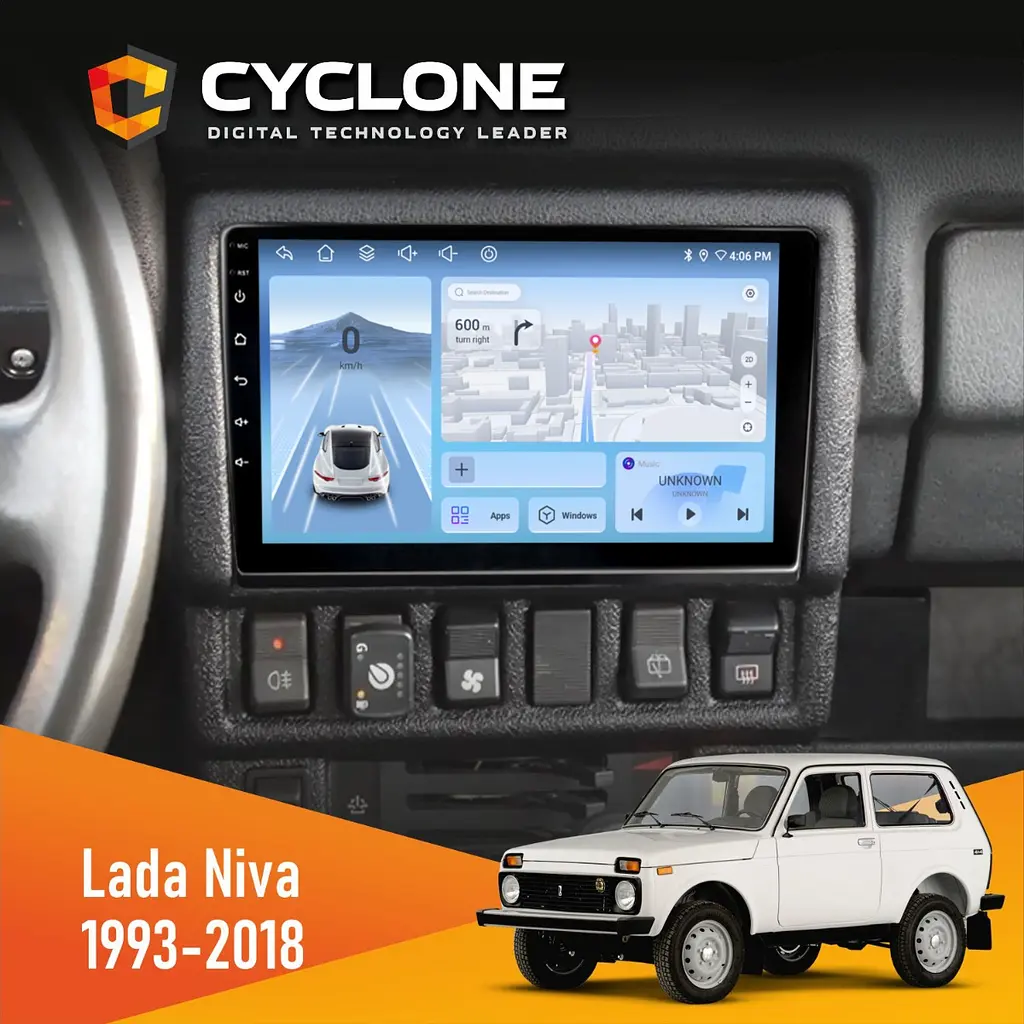 Штатна магнітола Lada Niva 1993-2018 Cyclone C9-012 4x64, DSP, 4G Cyclone (НФ-00008880)
