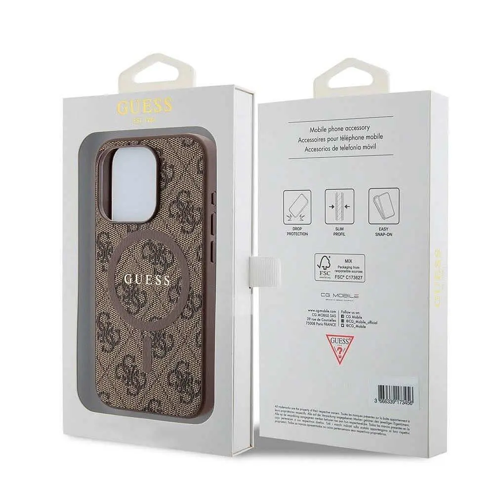 Чехол Guess PU Leather 4G Colored Ring MagSafe для iPhOne 15 Pro Max Brown (57983118718) - фото 7