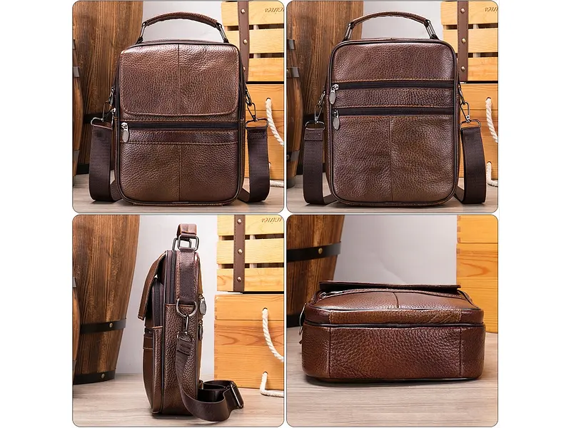 Невелика шкіряна сумка 23160 коричнева 19×25×5 см Vintage sum0029090 - фото 4