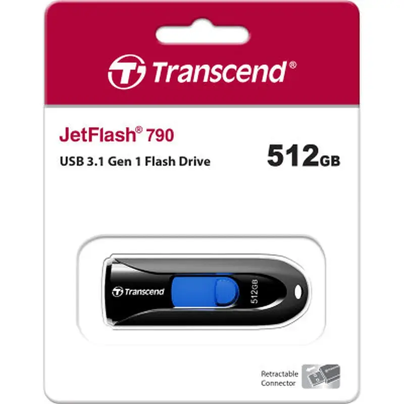 USB флеш накопичувач Transcend 512GB JetFlash 790 Black USB 3.1 (TS512GJF790K) - фото 4