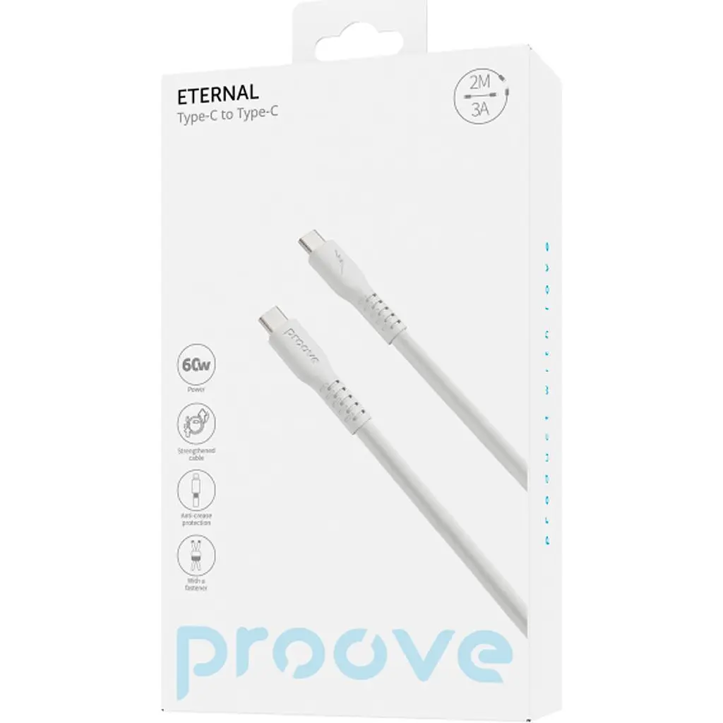 Кабель Proove Eternal USB-C to USB-C 60W 2m White (CCET60002222) [131031] - фото 3
