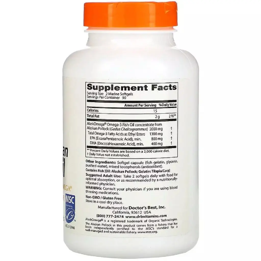Аляскінський риб'ячий жир (Омега-3) Doctor's Best Fish Oil with AlaskOmega 180 капсул - фото 2