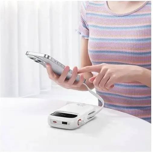 Портативная батарея Baseus QPow2 10000mAh 22.5W Dual-Cable белая (P10055001222-B1) - фото 3