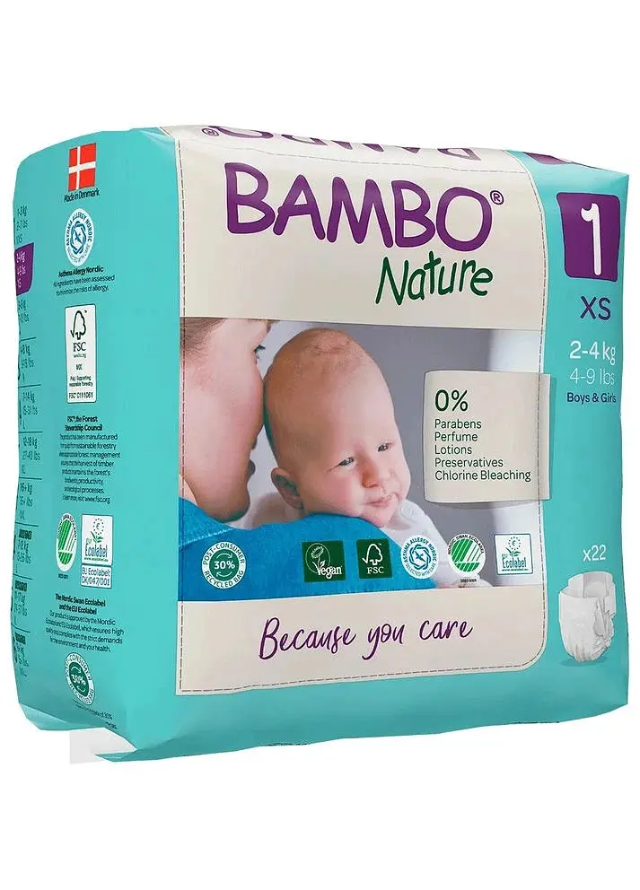 ЕКО Підгузки Bambo Nature. Розмір 1 (Newborn 2-4 кг) 22 штук. Bambo Nature (310131) - фото 2