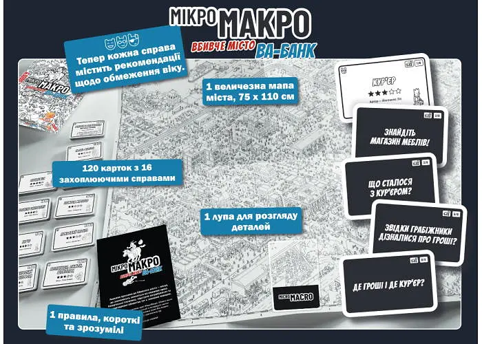 Настільна гра Нова Ера МікроМакро: Вбивче місто - Ва-банк (MicroMacro: Crime City - All In) (укр.) (ММВБ002) - фото 4
