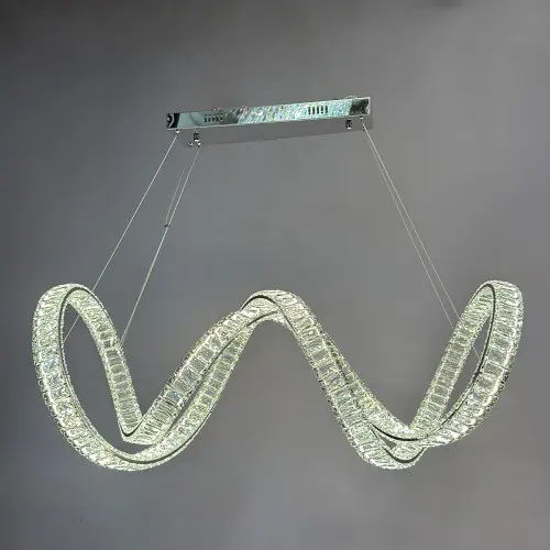 Люстра кришталева над столом Linisoln 7115/100 CH метал, кришталь, LED, 120Втx2, висота 45-120 см, ширина 97x36 см - фото 3