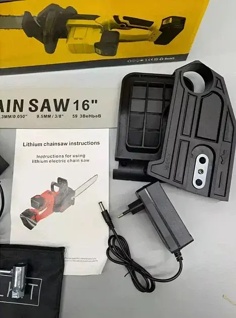 Акумуляторна ланцюгова пила Electric SAW 16" з 2 акумуляторами жовта - фото 5