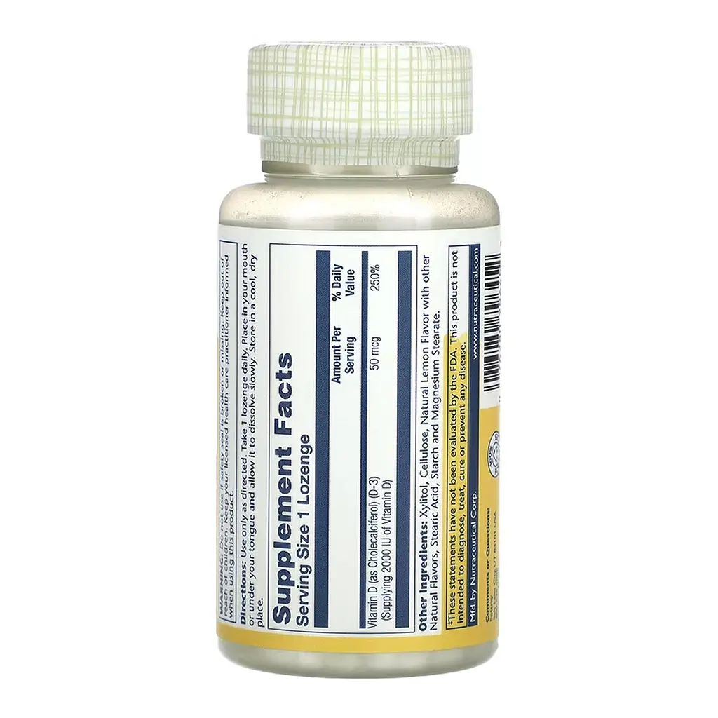 Вітамін D3 Solaray 50 мкг (Vitamin D-3) - 60 льодяників - фото 2