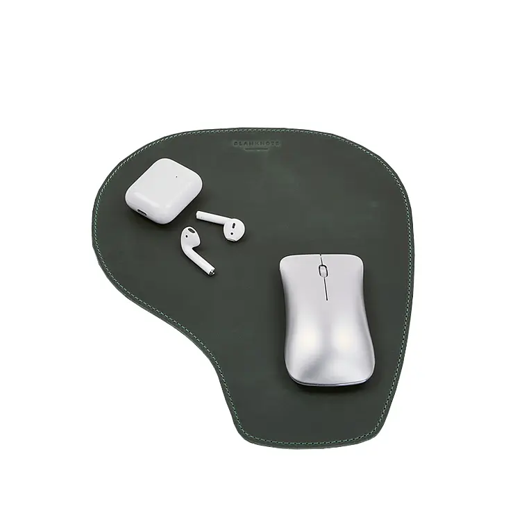 Коврик для мышки "Грушка" из натуральной кожи зеленый Crazy Horse - фото 8