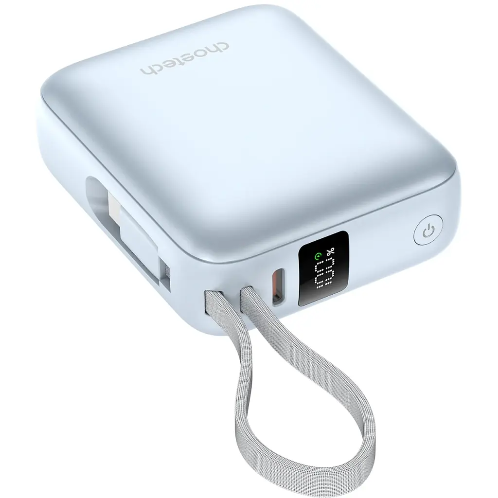 УМБ Choetech 10000mAh 35W PD3.0 USB-C In/Out, with buid-in type-C cabel голуба - фото 2