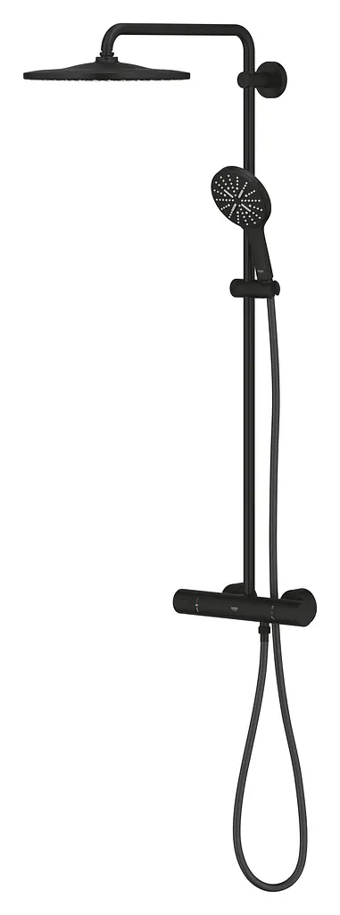 Душова система з термостатом для настінного монтажу Grohe Rainshower Smartactive 310 22119KF0, Чорний матовий - фото 4
