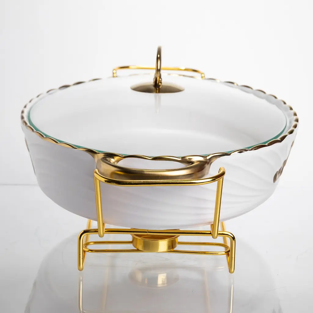 Марміт порцеляновий  Yiwu  Margaret 2 л 35х25 см зі скляною кришкою (YYSH1216) Yiwu YYSH1216 - фото 6