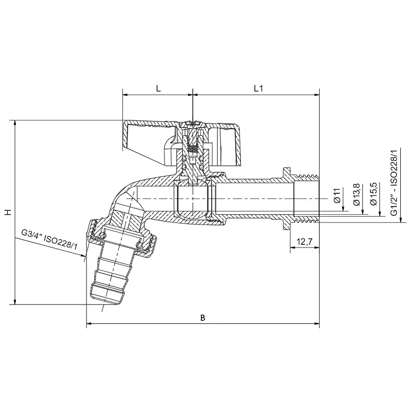 Кран садовий Roho R363-050 -1/2", ручка "метелик" червона RO0240 - фото 2