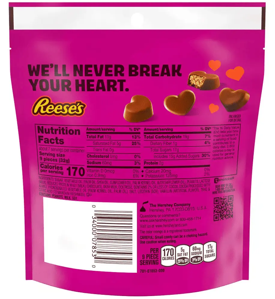 Шоколадні цукерки Reese's Unwrapped Mini Hearts Valentine's Day Peanut Butter 215г - фото 2