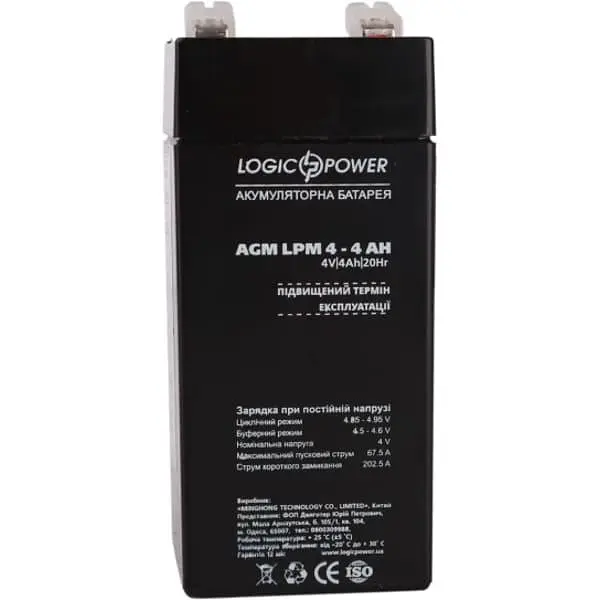 Акумуляторна батарея для ДБЖ LogicPower AGM 4 V / 4 А*ч (4135) - фото 2